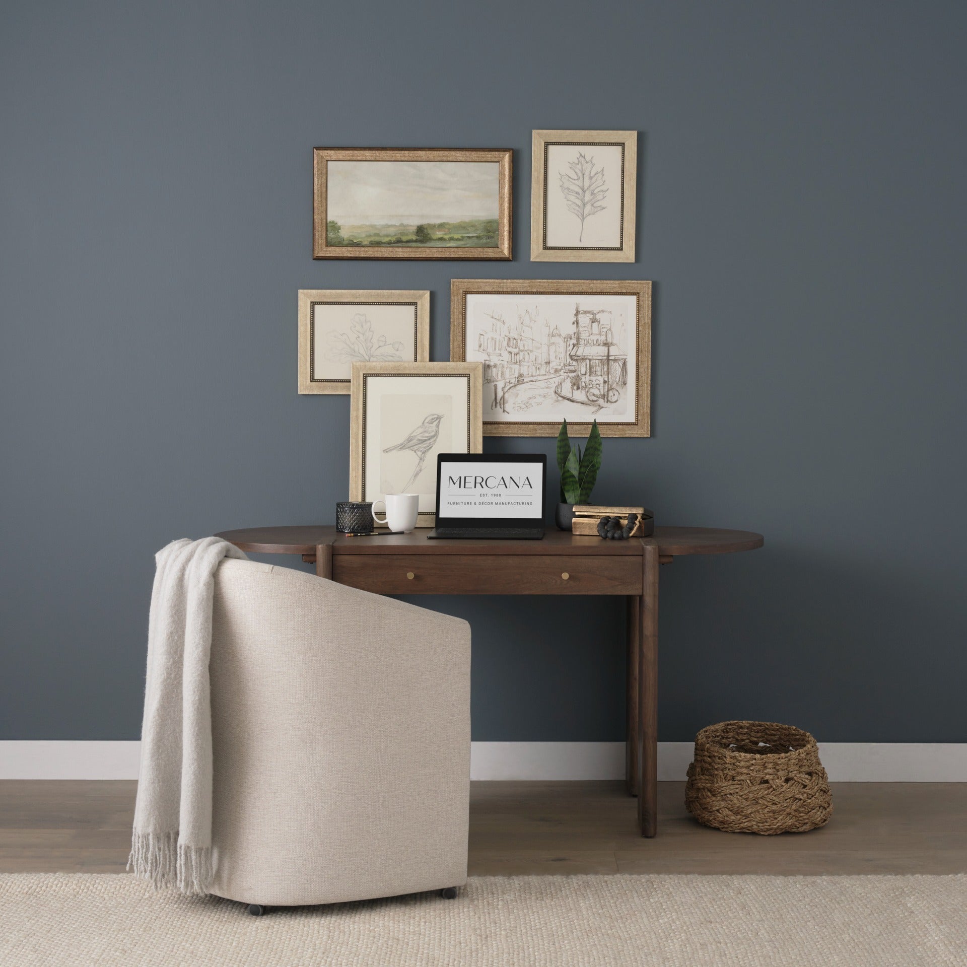 Sohan Dark Brown Elm Wood Oblong Desk - Dekor Butik