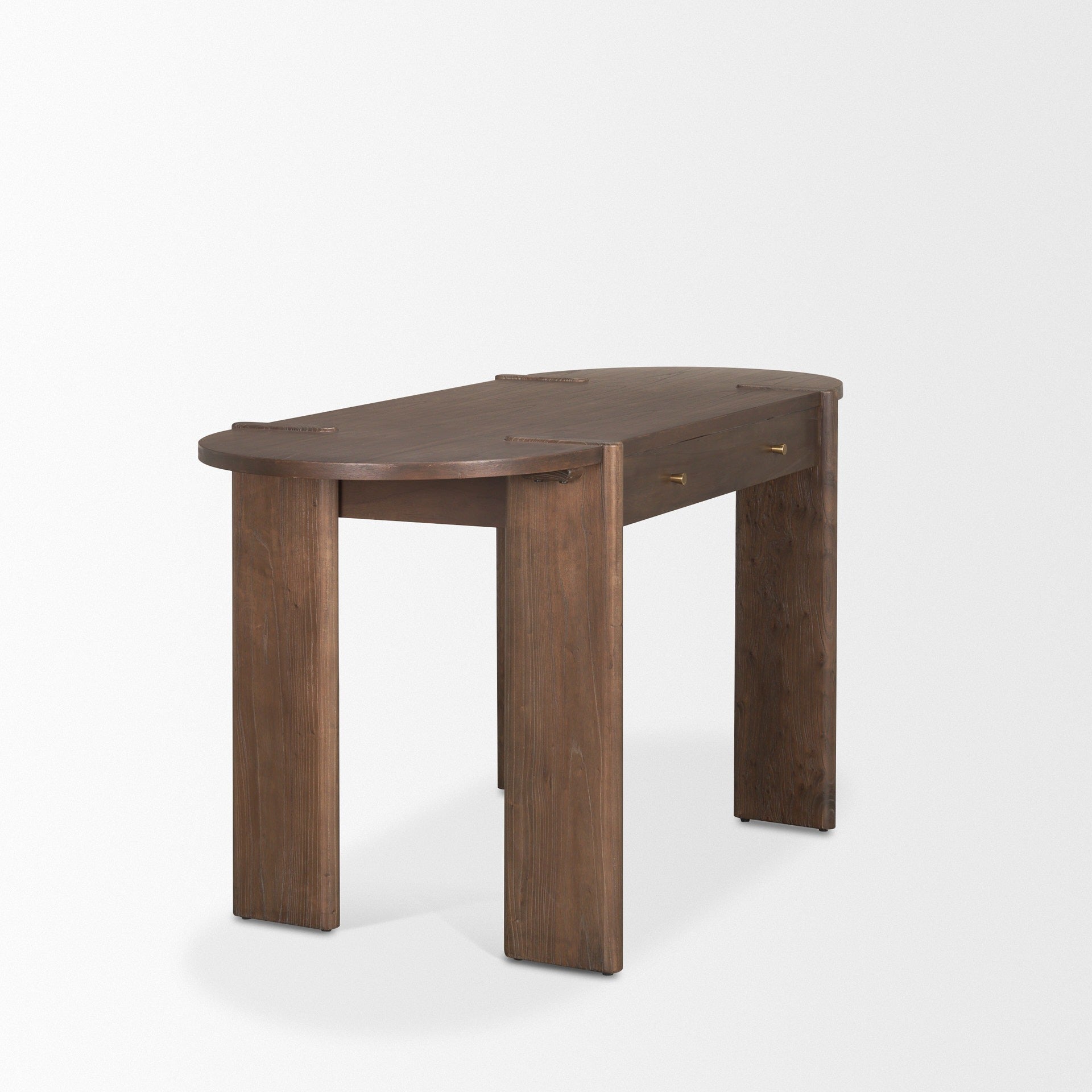 Sohan Dark Brown Elm Wood Oblong Desk - Dekor Butik
