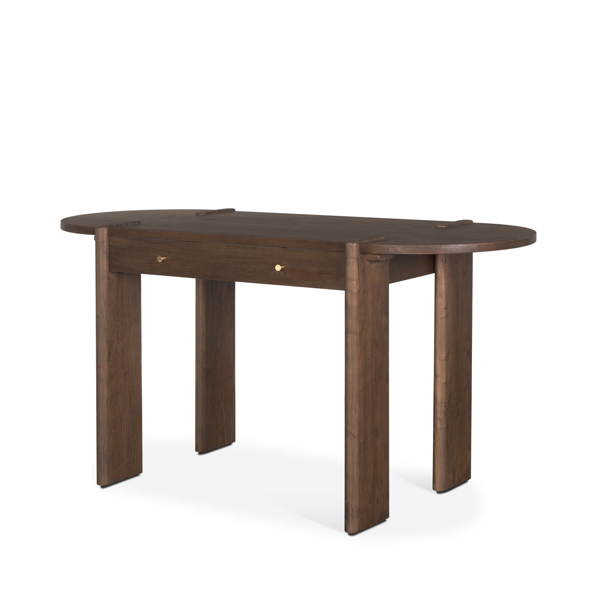 Sohan Dark Brown Elm Wood Oblong Desk - Dekor Butik