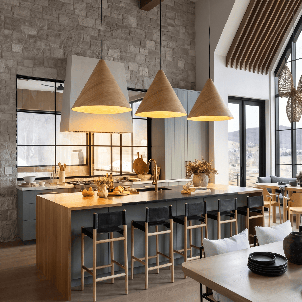 SOLIS Large Scandinavian Wood Pendant Light – Statement Cone Design (Limited Edition) - Dekor Butik