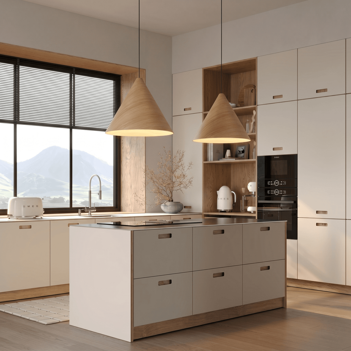 SOLIS Large Scandinavian Wood Pendant Light – Statement Cone Design (Limited Edition) - Dekor Butik