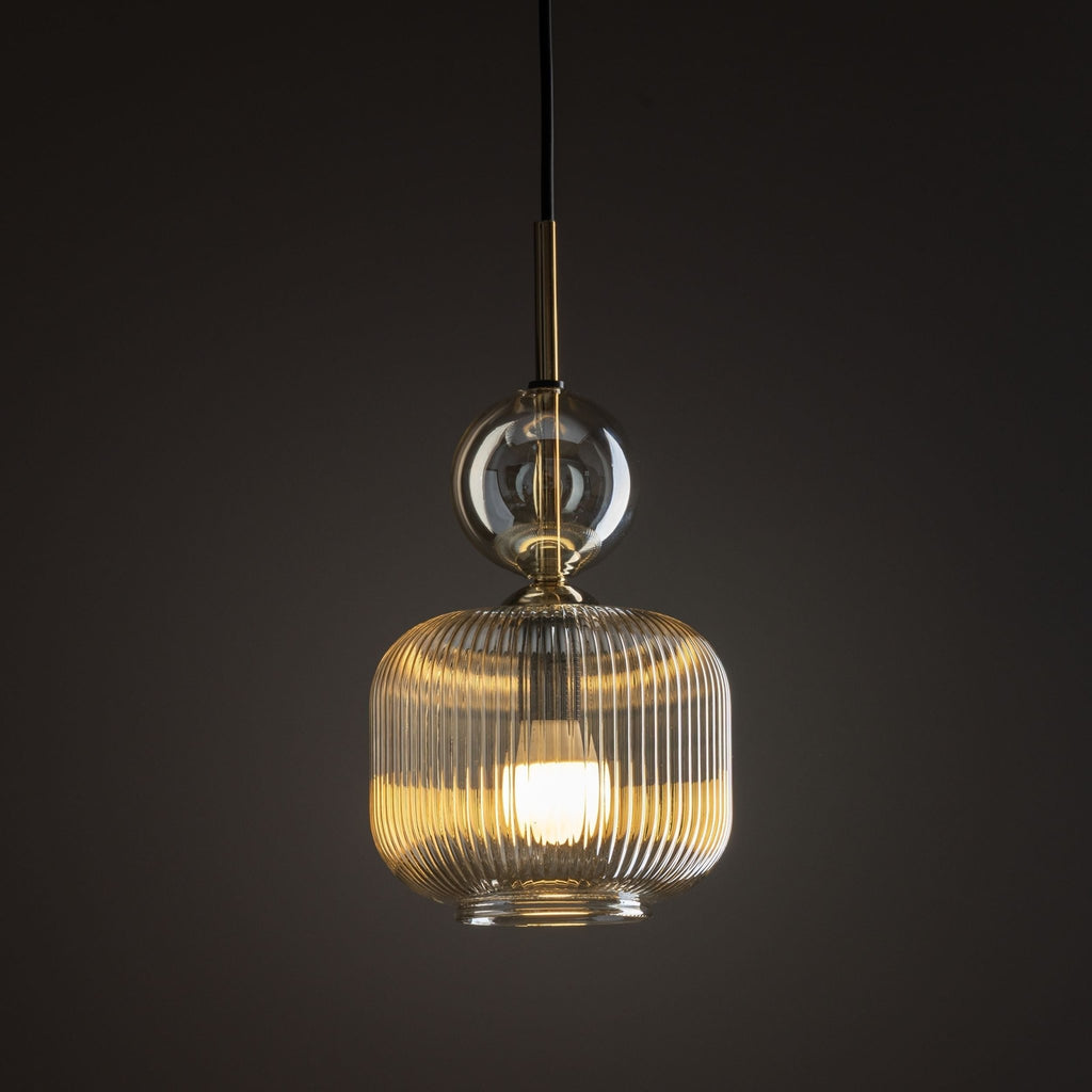 SOPHIA Ribbed Glass Pendant Light for Kitchen Island, Dining Room & Contemporary Interiors - Dekor Butik