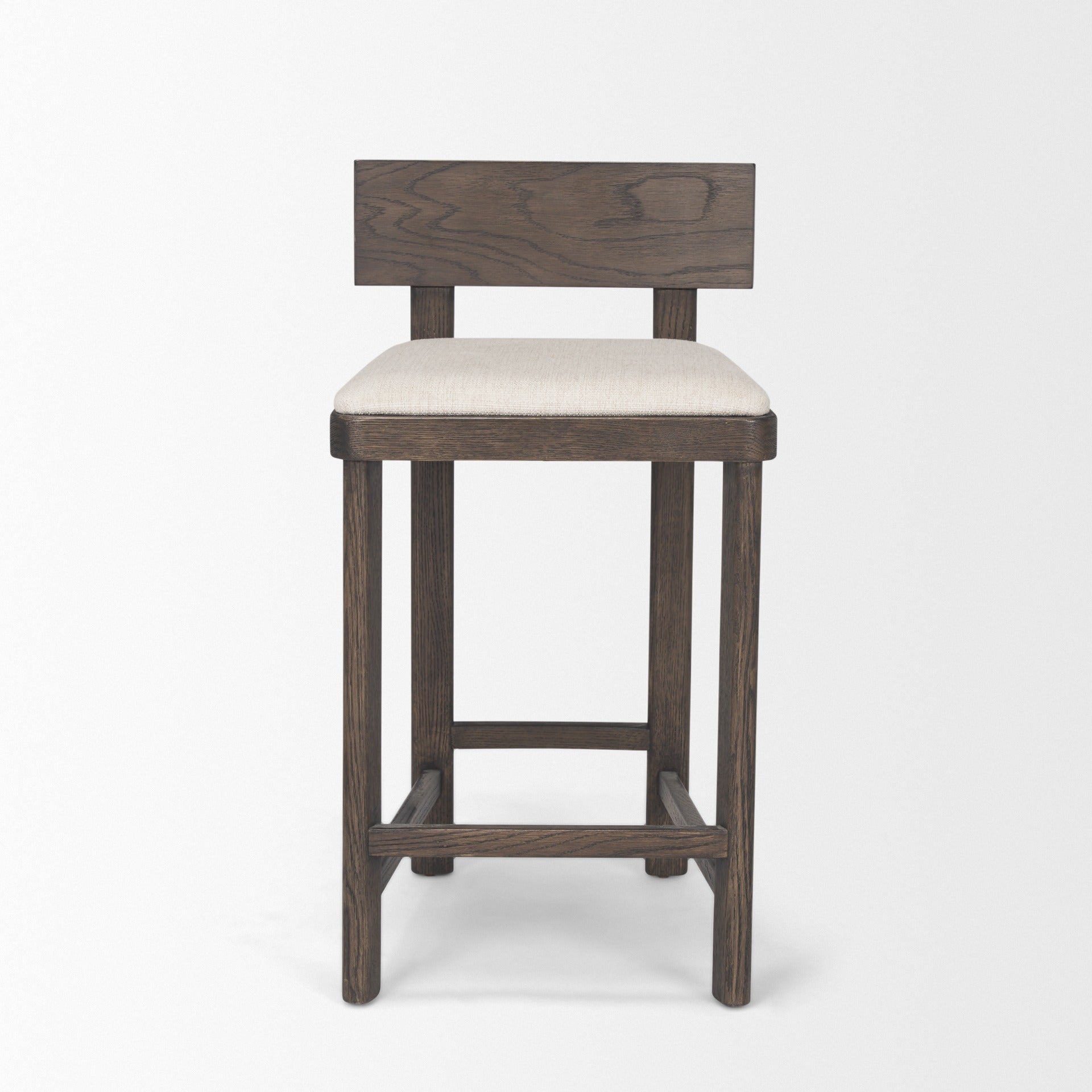 Soren Dark Brown Wood w/ Oatmeal Fabric Counter Stool - Dekor Butik