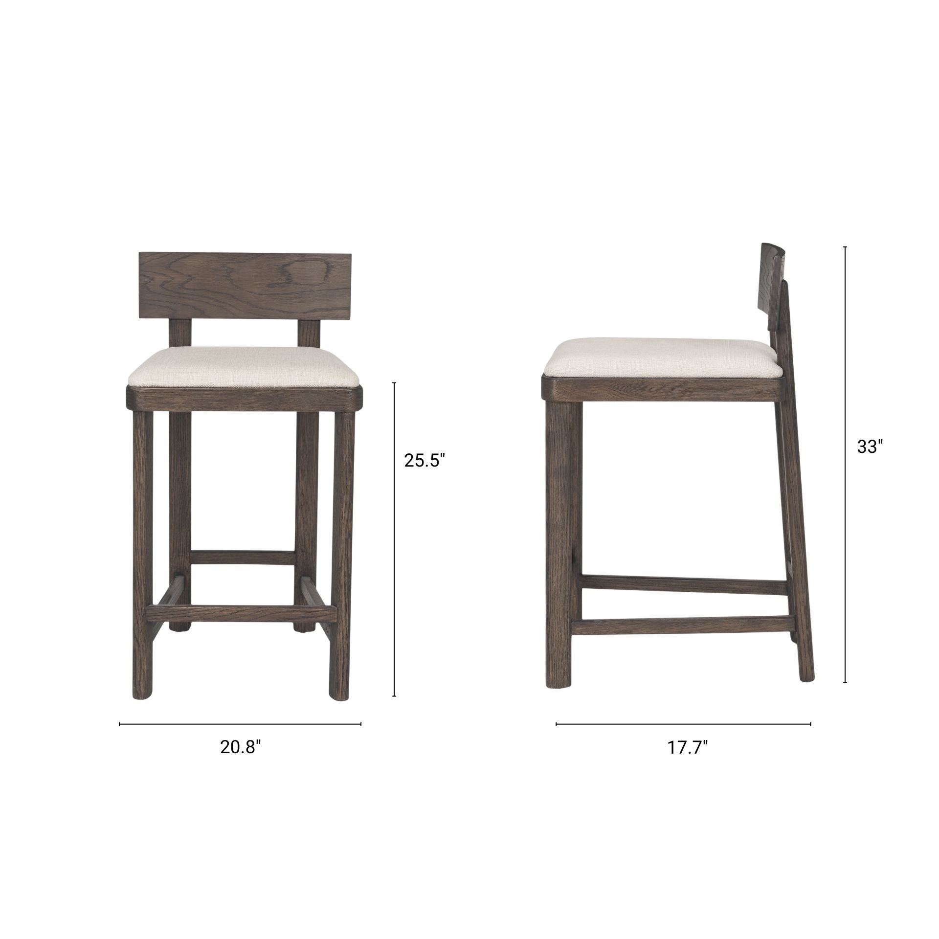 Soren Dark Brown Wood w/ Oatmeal Fabric Counter Stool - Dekor Butik