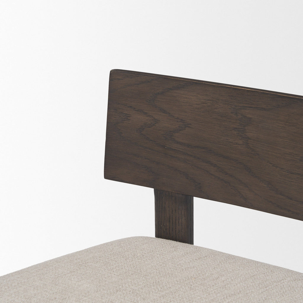 Soren Dark Brown Wood w/ Oatmeal Fabric Counter Stool - Dekor Butik