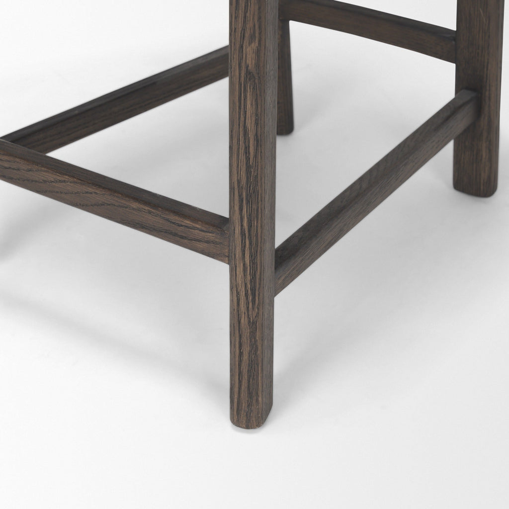 Soren Dark Brown Wood w/ Oatmeal Fabric Counter Stool - Dekor Butik