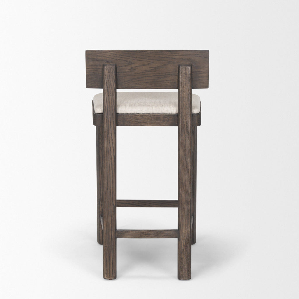 Soren Dark Brown Wood w/ Oatmeal Fabric Counter Stool - Dekor Butik