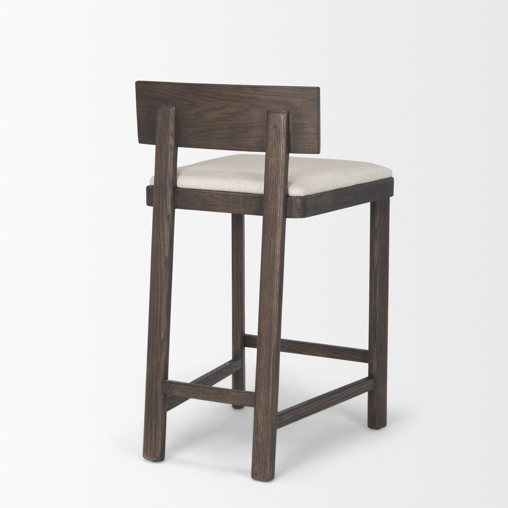 Soren Dark Brown Wood w/ Oatmeal Fabric Counter Stool - Dekor Butik