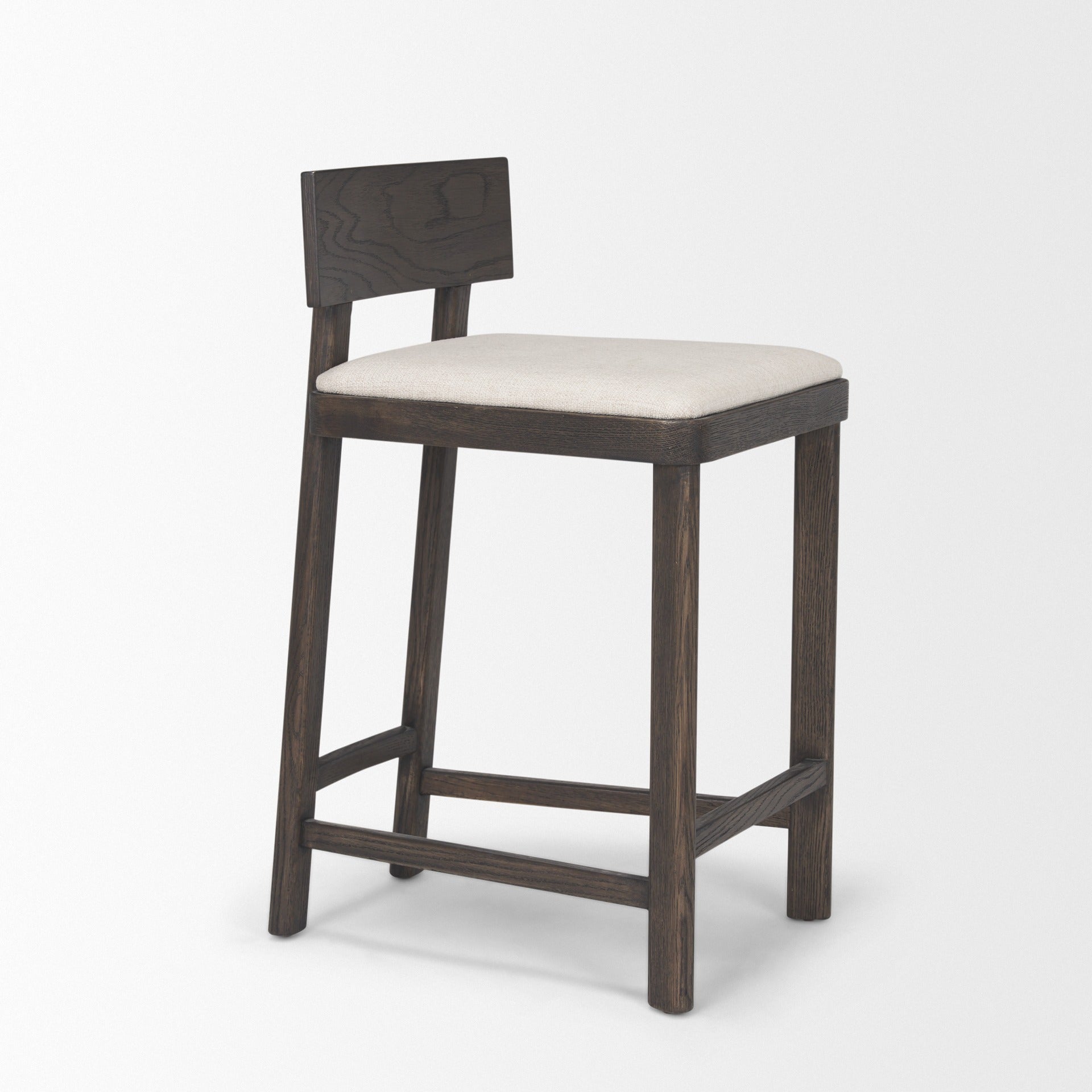 Soren Dark Brown Wood w/ Oatmeal Fabric Counter Stool - Dekor Butik
