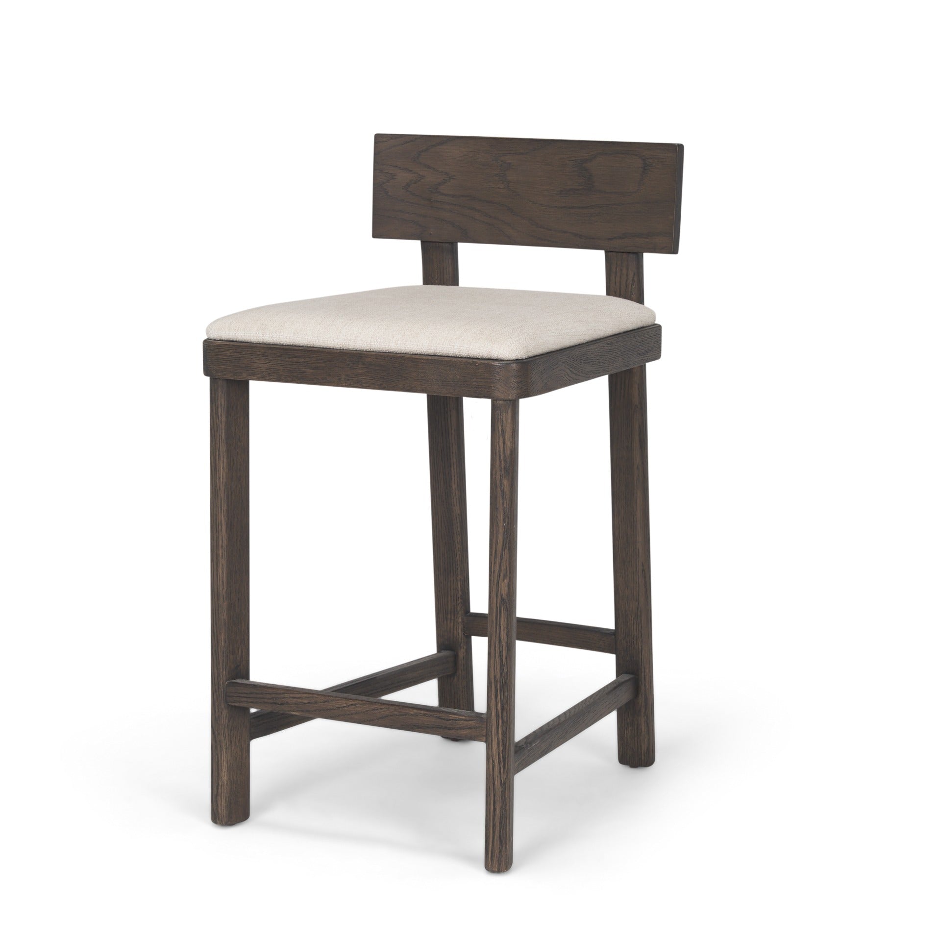 Soren Dark Brown Wood w/ Oatmeal Fabric Counter Stool - Dekor Butik