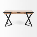 Steinbeck Light Brown Wooden Iron Frame Office Desk - Dekor Butik