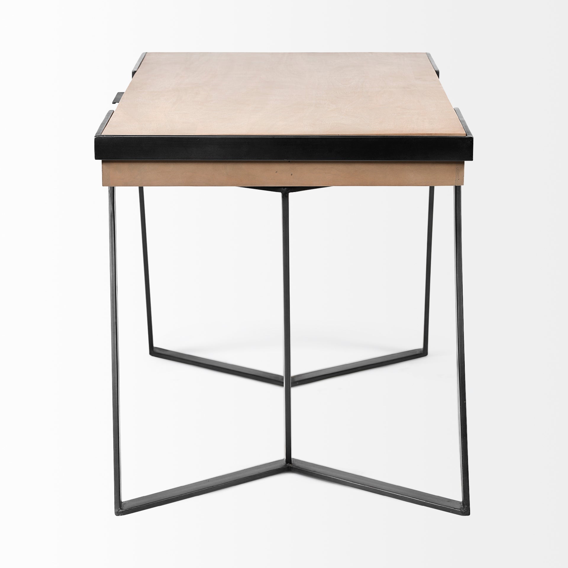 Steinbeck Light Brown Wooden Iron Frame Office Desk - Dekor Butik