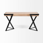 Steinbeck Light Brown Wooden Iron Frame Office Desk - Dekor Butik