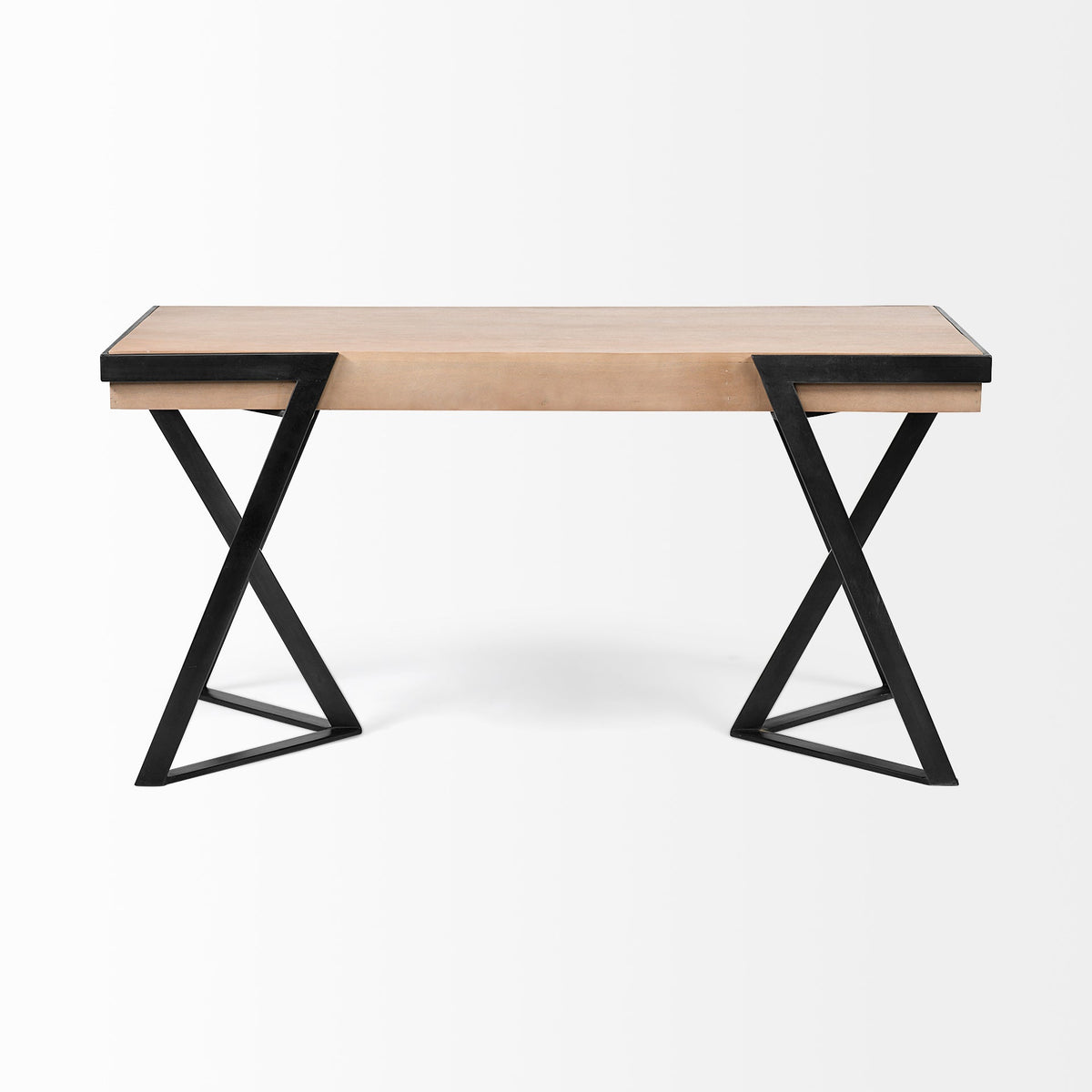 Steinbeck Light Brown Wooden Iron Frame Office Desk - Dekor Butik
