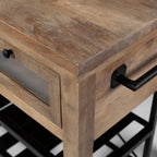 Stuart Brown Solid Wood Black Metal Rolling Kitchen Island - Dekor Butik