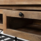 Stuart Brown Solid Wood Black Metal Rolling Kitchen Island - Dekor Butik
