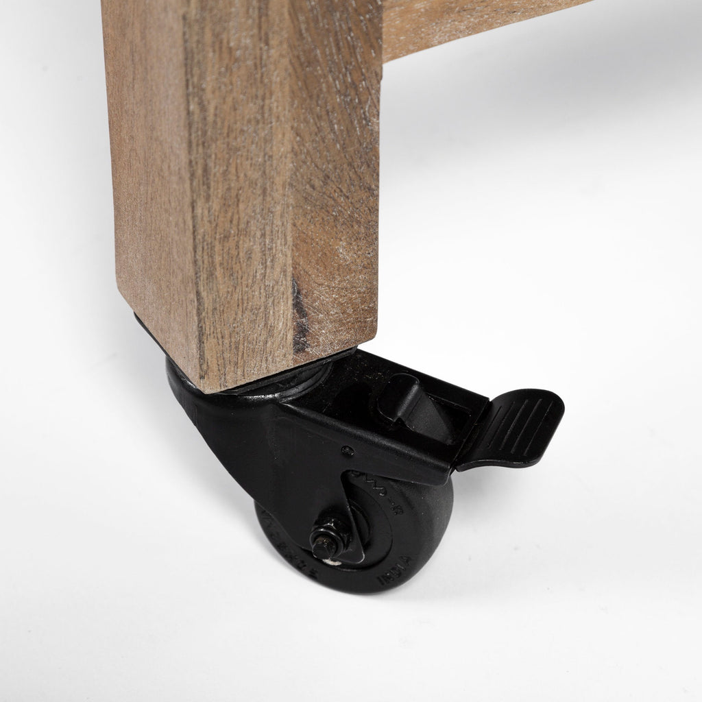Stuart Brown Solid Wood Black Metal Rolling Kitchen Island - Dekor Butik