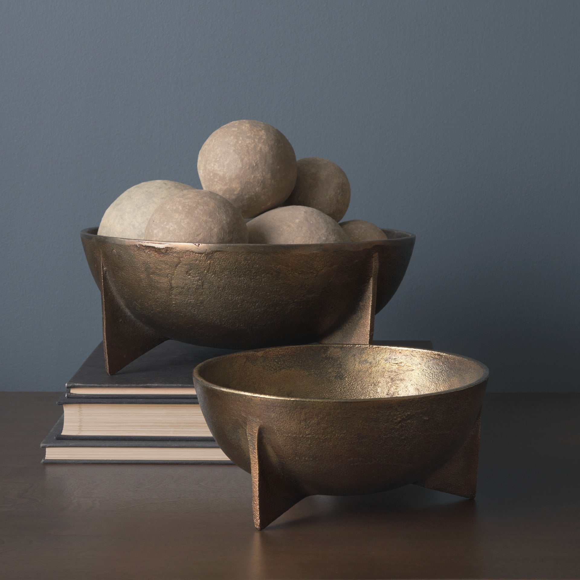 Sunita Set of 3 Gray Paper Mache Orbs - Dekor Butik