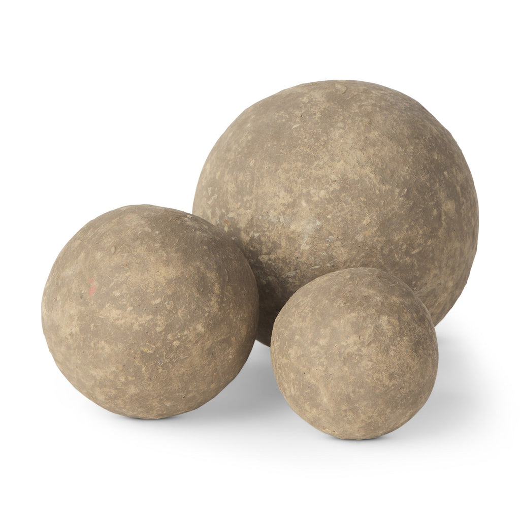 Sunita Set of 3 Gray Paper Mache Orbs - Dekor Butik