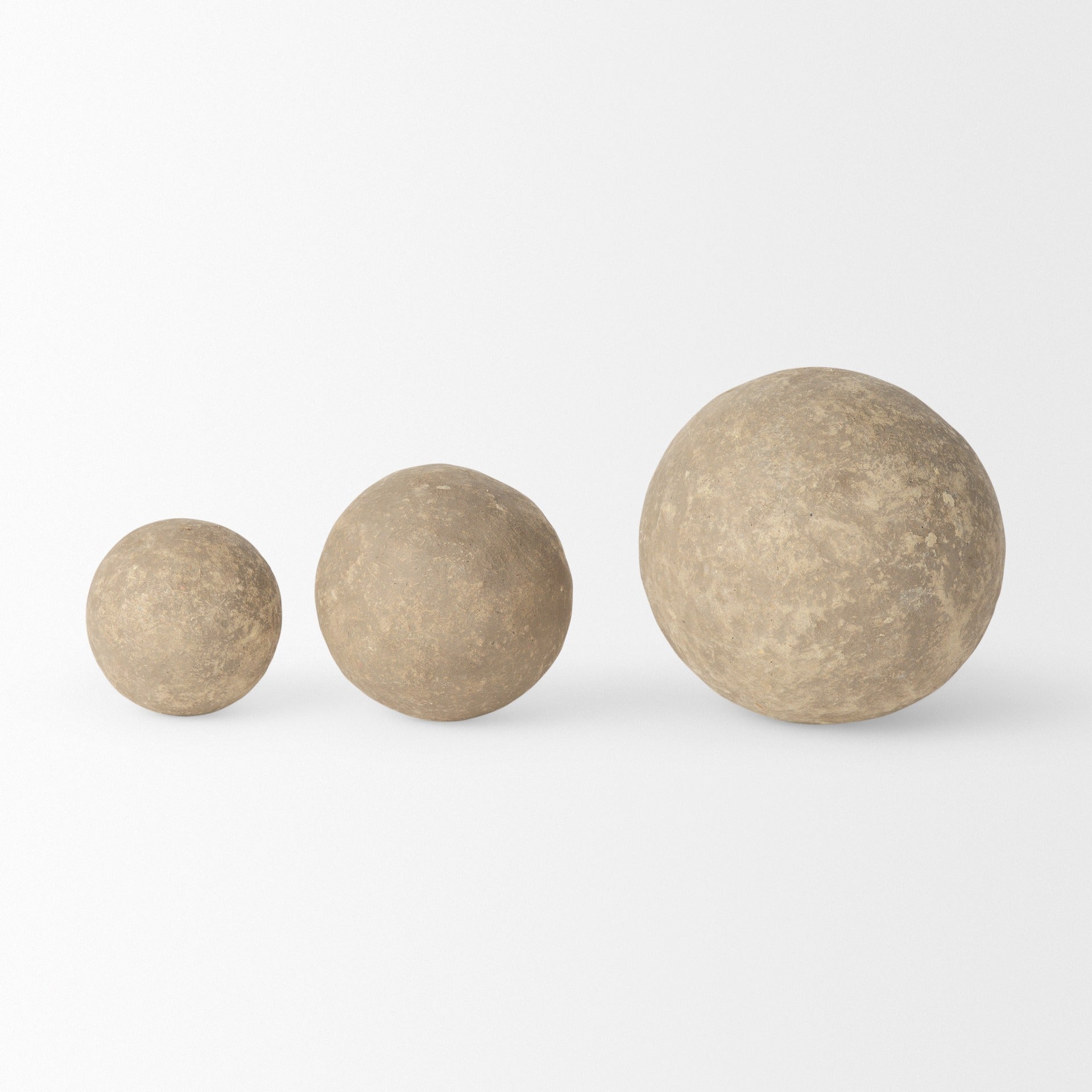 Sunita Set of 3 Gray Paper Mache Orbs - Dekor Butik
