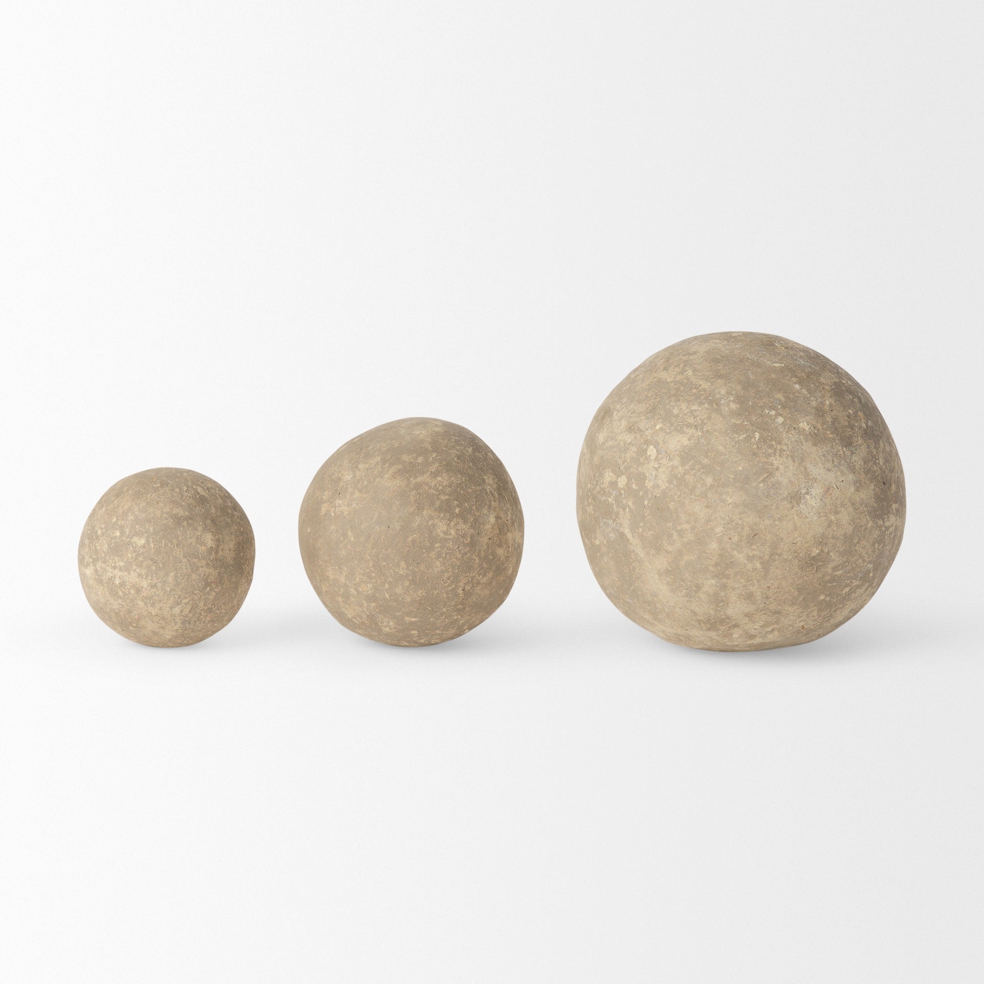 Sunita Set of 3 Gray Paper Mache Orbs - Dekor Butik