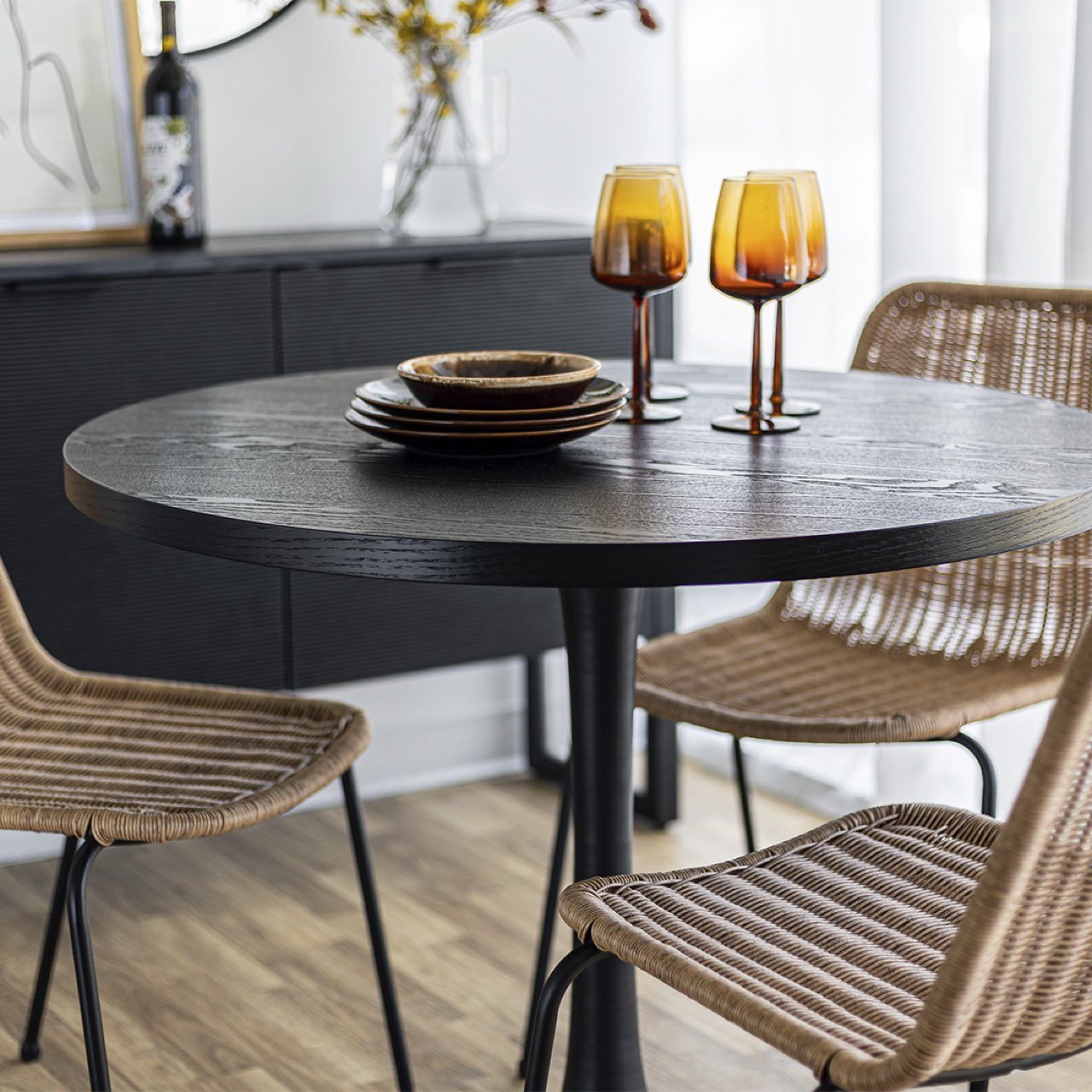 baseSurface Pedestal Dining Table - Black - Dekor Butik