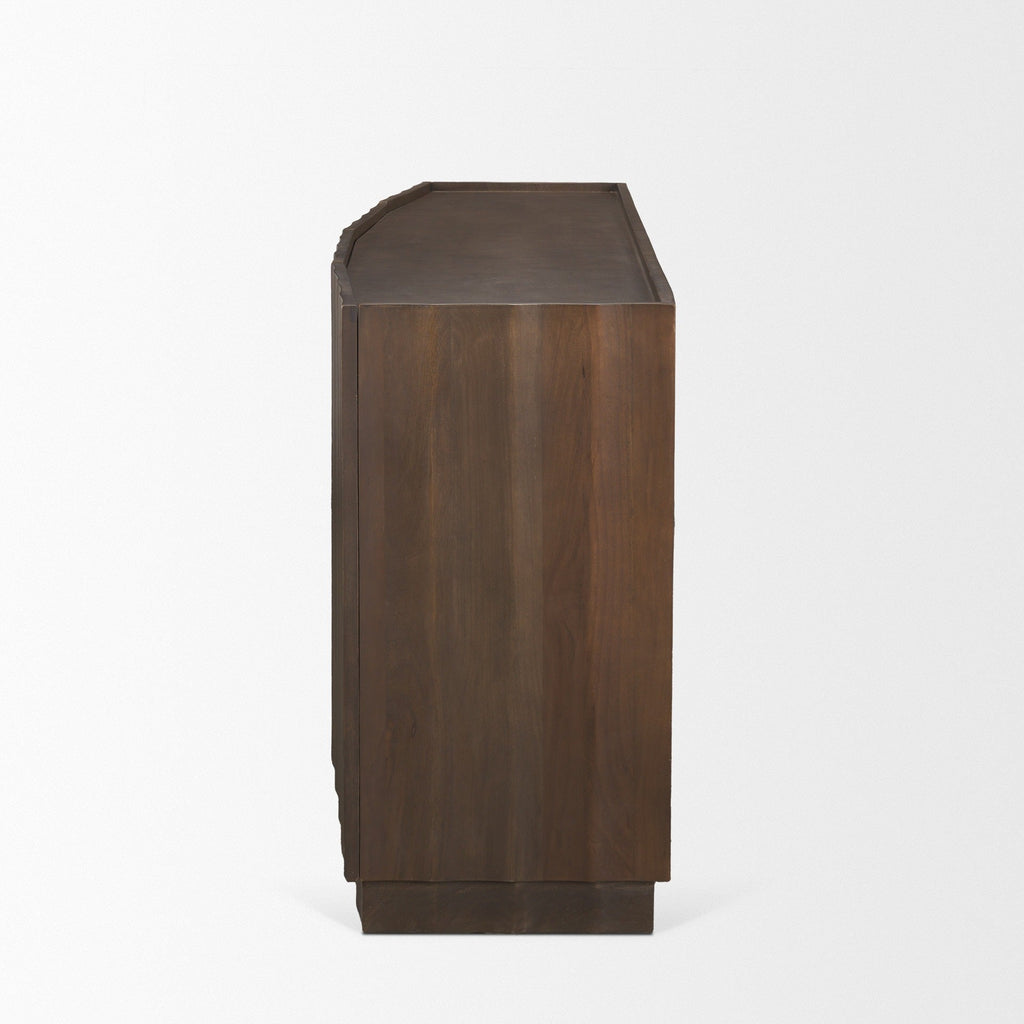 Swanson Dark Brown Wooden Scalloped Sideboard - Dekor Butik