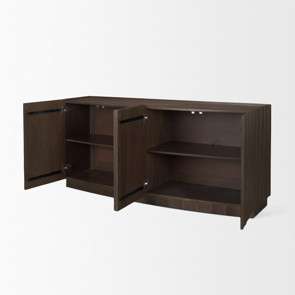 Swanson Dark Brown Wooden Scalloped Sideboard - Dekor Butik