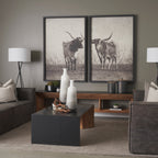 Tabor Waterfall Media Console – Natural Wood with Black Oak Accent - Dekor Butik