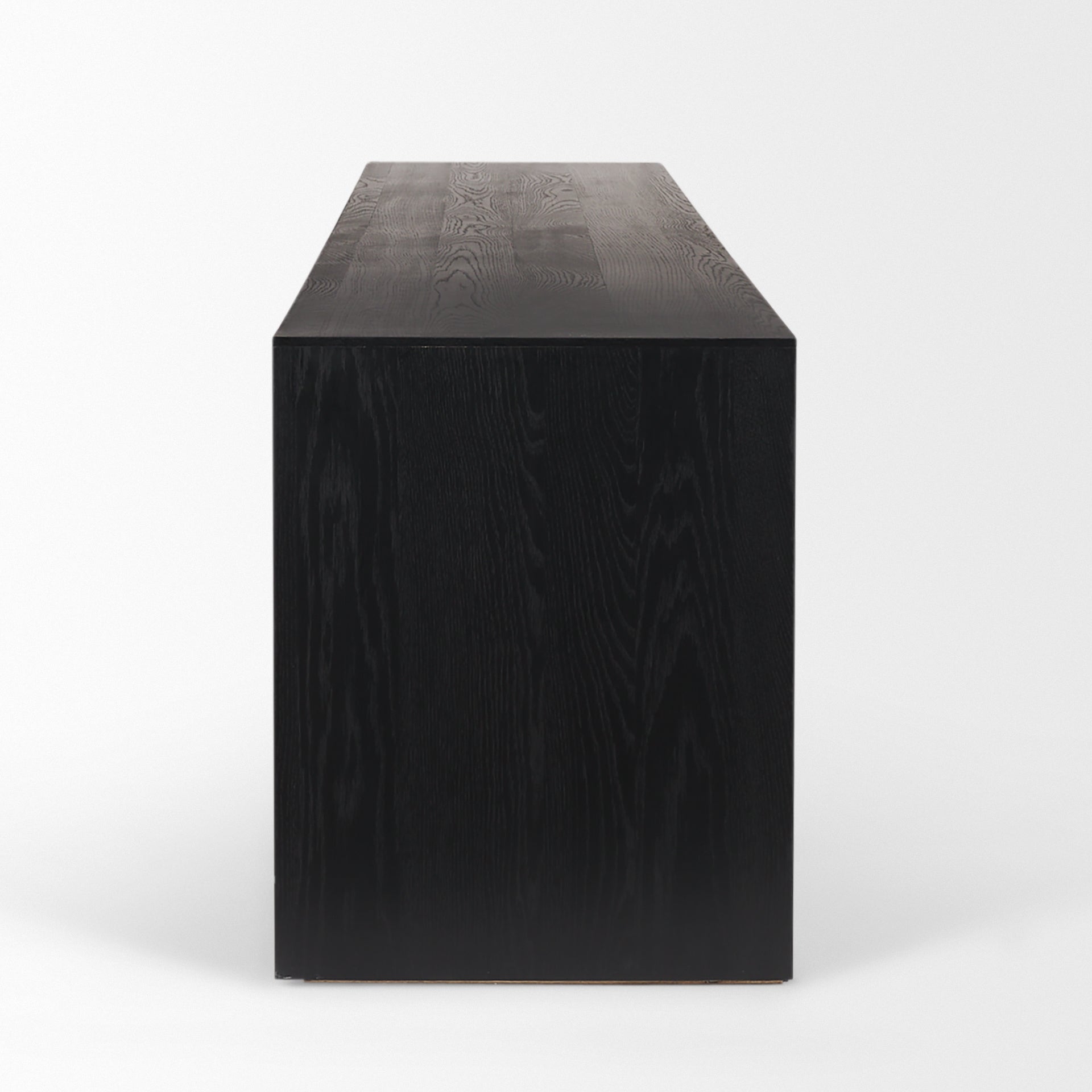 Tabor Waterfall Media Console – Natural Wood with Black Oak Accent - Dekor Butik