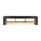 Tabor Waterfall Media Console – Natural Wood with Black Oak Accent - Dekor Butik