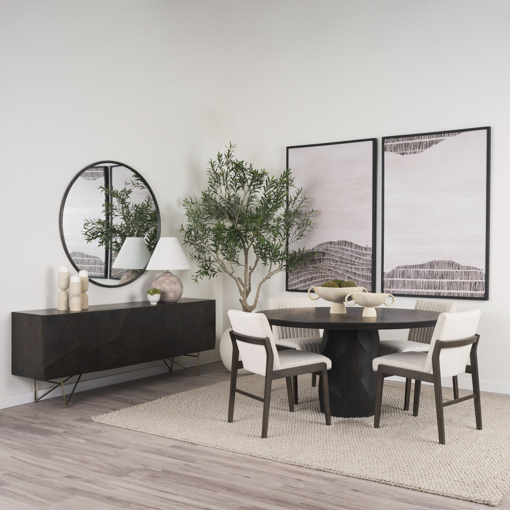 Tahoe Cream Fabric and Black - Brown Wood Dining Chair - Dekor Butik