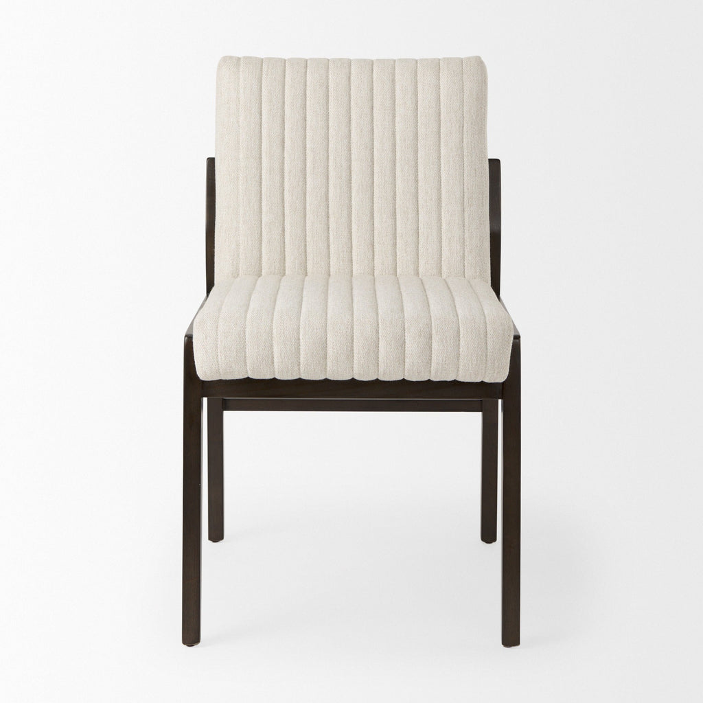 Tahoe Cream Fabric and Black - Brown Wood Dining Chair - Dekor Butik