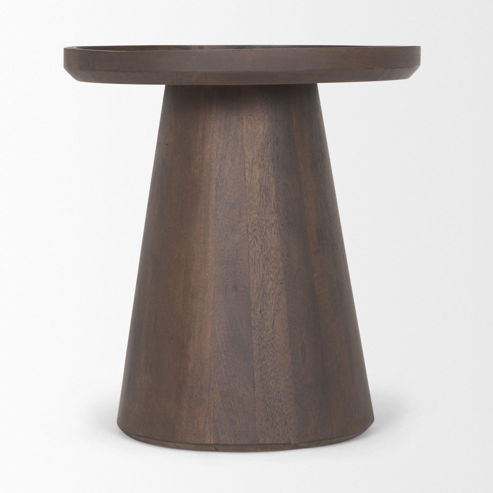 Takoda Dark Brown Wood Tapered Drum Accent Table - Dekor Butik