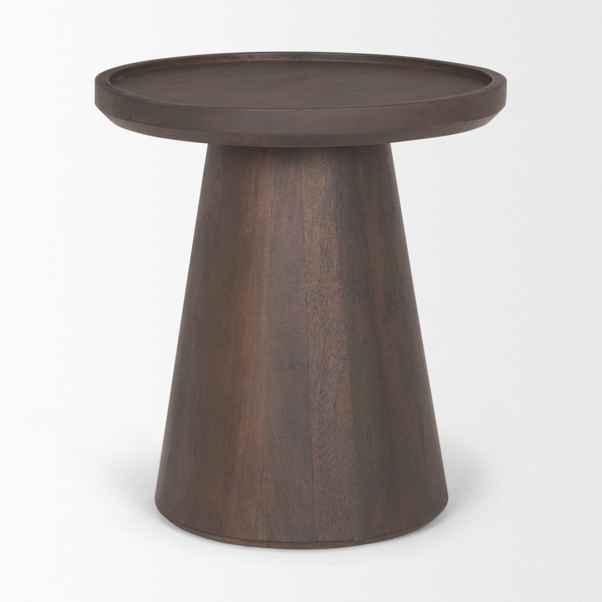 Takoda Dark Brown Wood Tapered Drum Accent Table - Dekor Butik