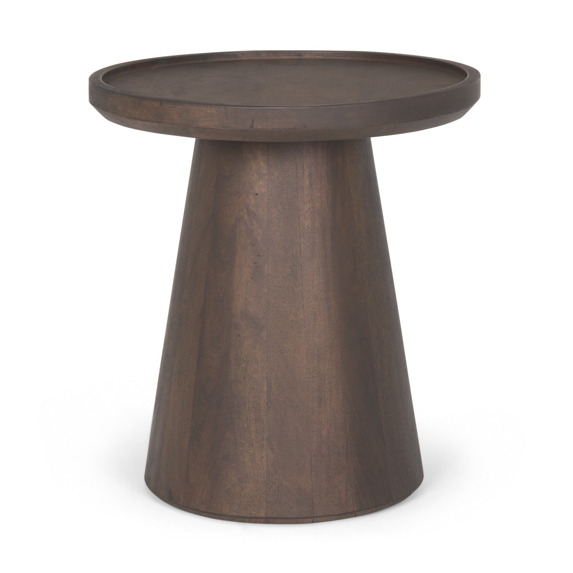 Takoda Dark Brown Wood Tapered Drum Accent Table - Dekor Butik