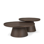 Takoda Dark Brown Wood Tapered Drum Nesting Coffee Tables - Set of 2 - Dekor Butik