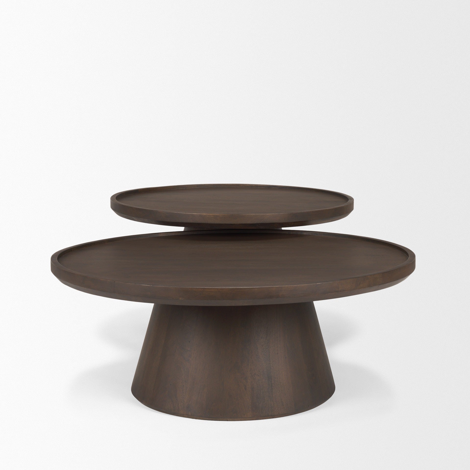 Takoda Dark Brown Wood Tapered Drum Nesting Coffee Tables - Set of 2 - Dekor Butik