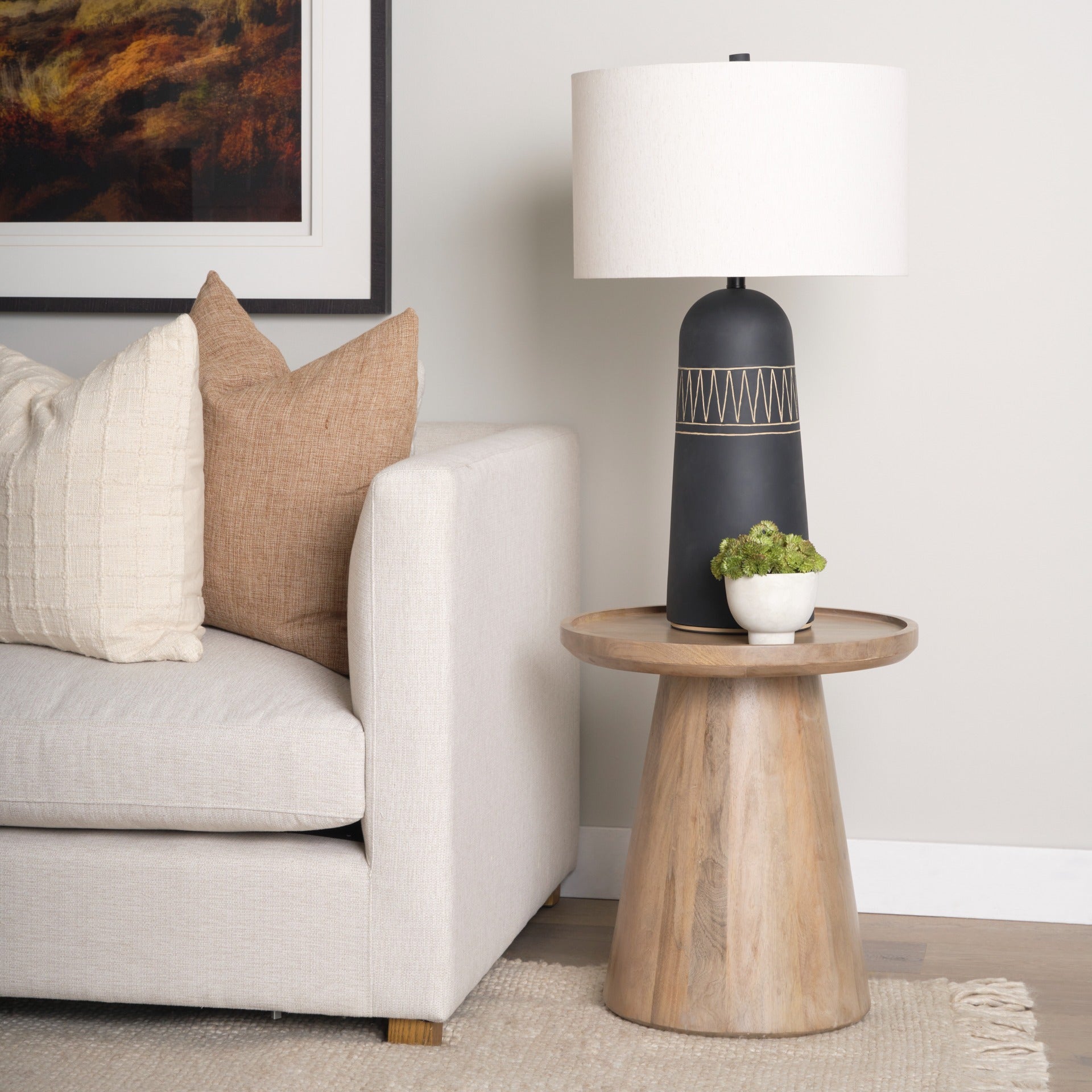 Takoda Light Brown Wood Tapered Drum Accent Table - Dekor Butik