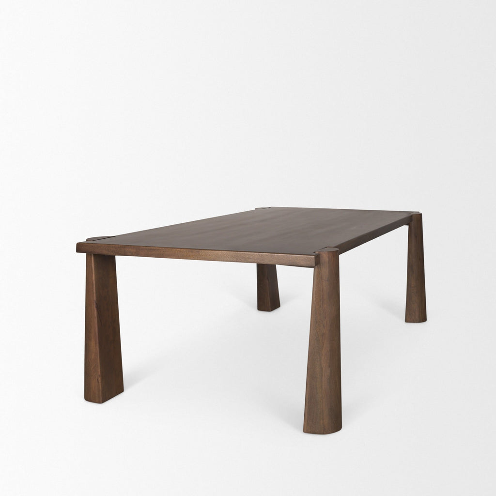 Tammar Rectangular Brown Wood w/ Tapered Legs Dining Table - Dekor Butik