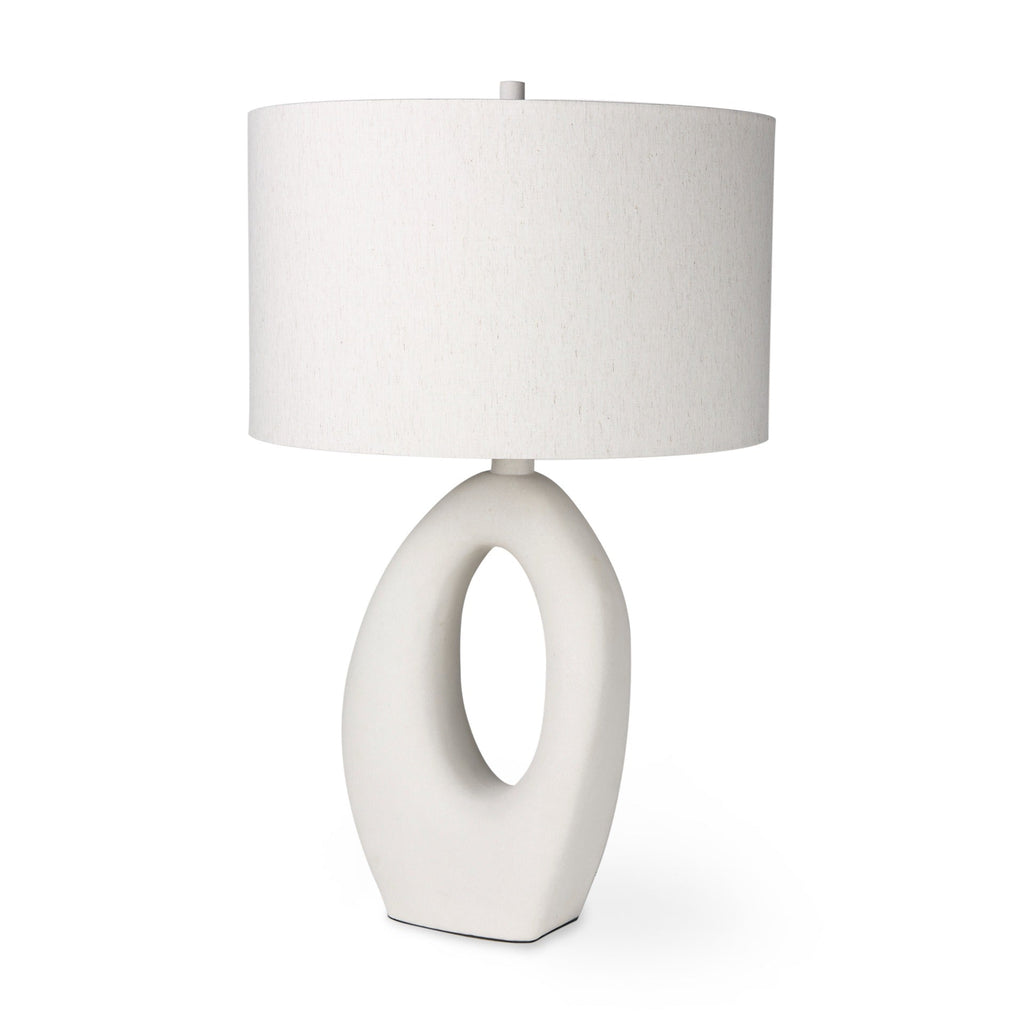 Tao 20.0L x 20.0W x 33.0H Cream Base W/White Shade Table Lamp - Dekor Butik