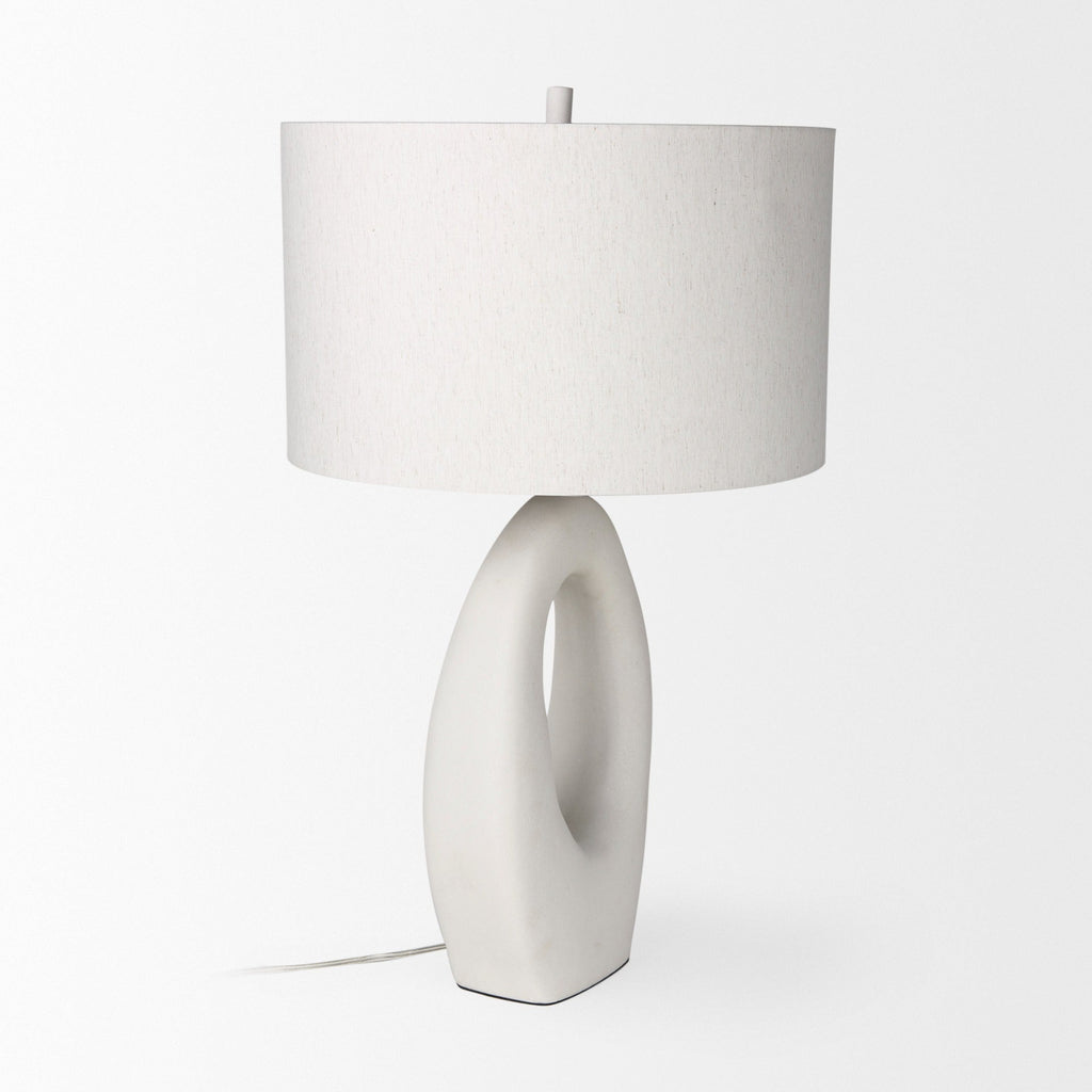 Tao 20.0L x 20.0W x 33.0H Cream Base W/White Shade Table Lamp - Dekor Butik