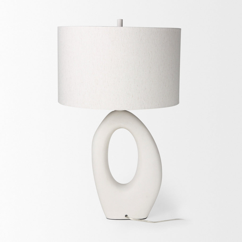 Tao 20.0L x 20.0W x 33.0H Cream Base W/White Shade Table Lamp - Dekor Butik
