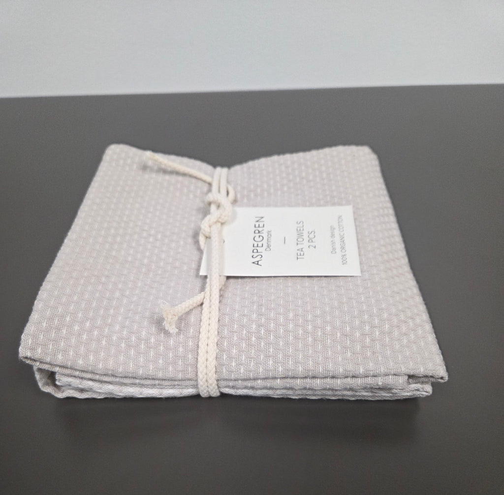 Tea Towels - 100% Organic Cotton - Set of 2 - Gastro Light Gray - Dekor Butik