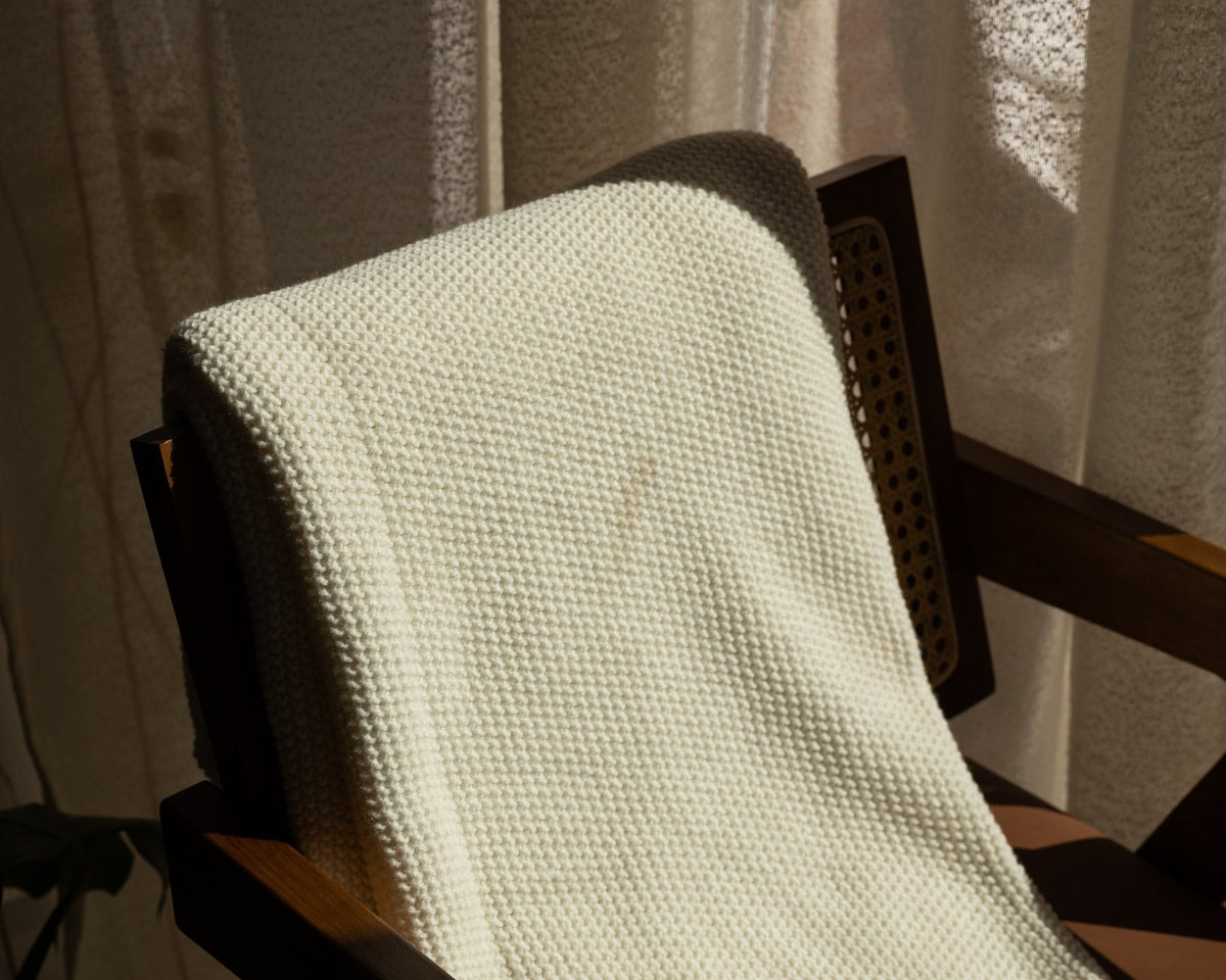 Throw BlanketsTextured Cream Knit Throw Blanket - Dekor Butik