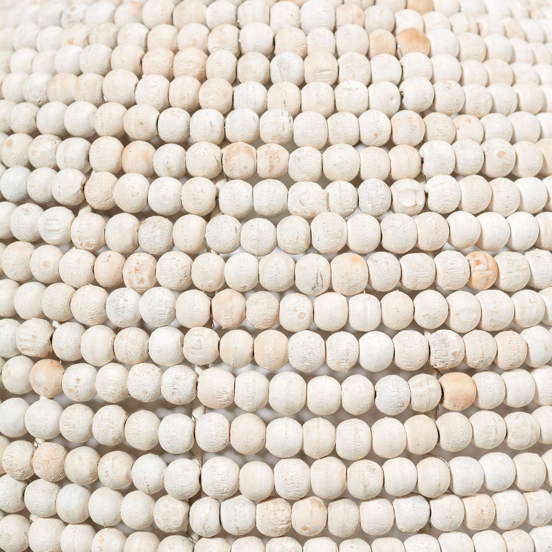 Theta 15.5x14.5 White - Washed Wood Beaded Pendant Light - Dekor Butik