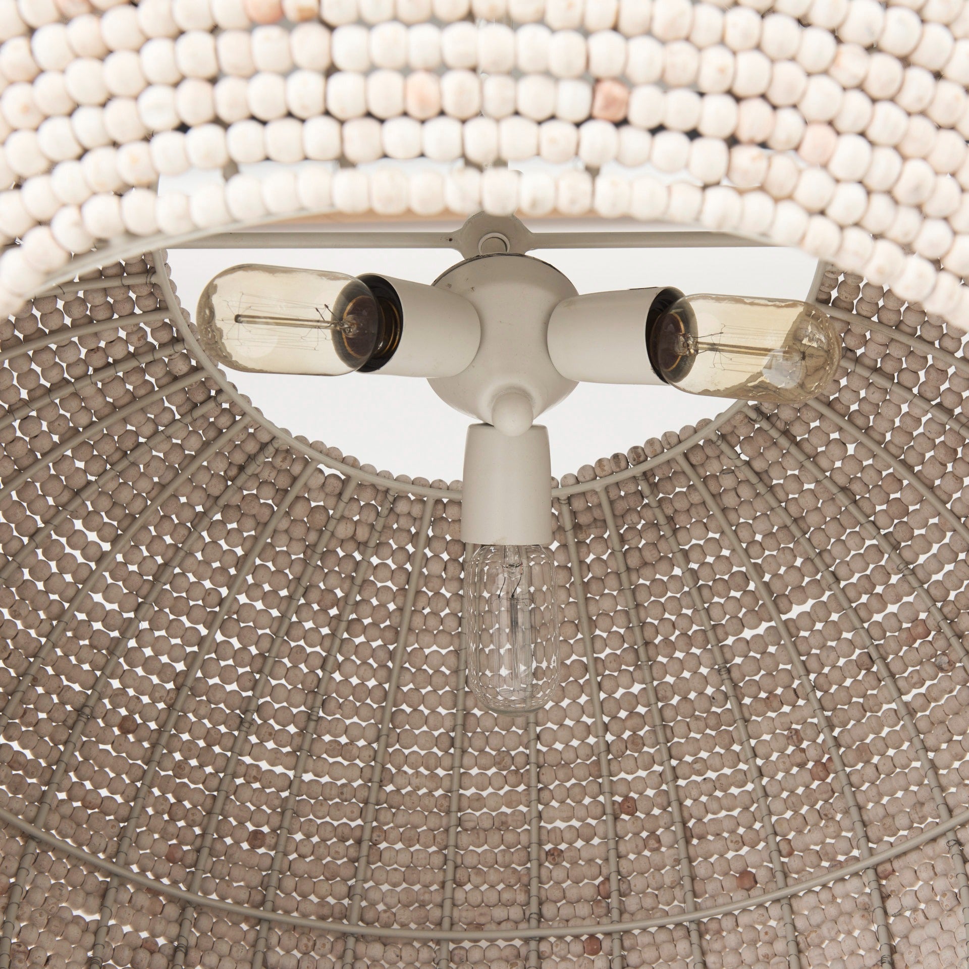 Theta 30.0 L x 30.0 W x 15.0 H White - Washed Beaded Chandelier - Dekor Butik