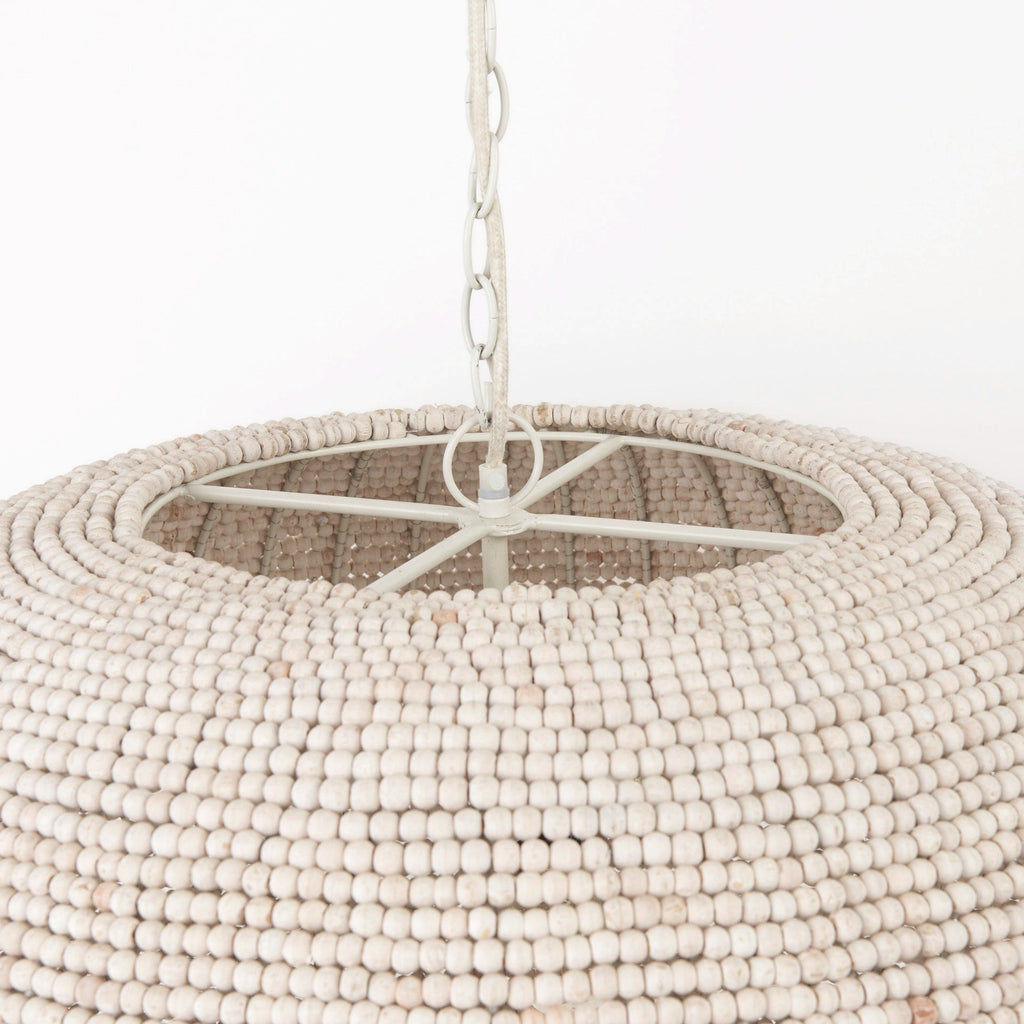 Theta 30.0 L x 30.0 W x 15.0 H White - Washed Beaded Chandelier - Dekor Butik