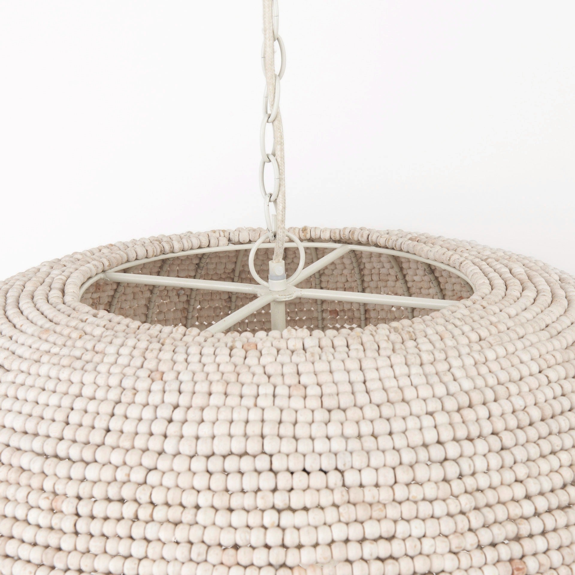 Theta 30.0 L x 30.0 W x 15.0 H White - Washed Beaded Chandelier - Dekor Butik