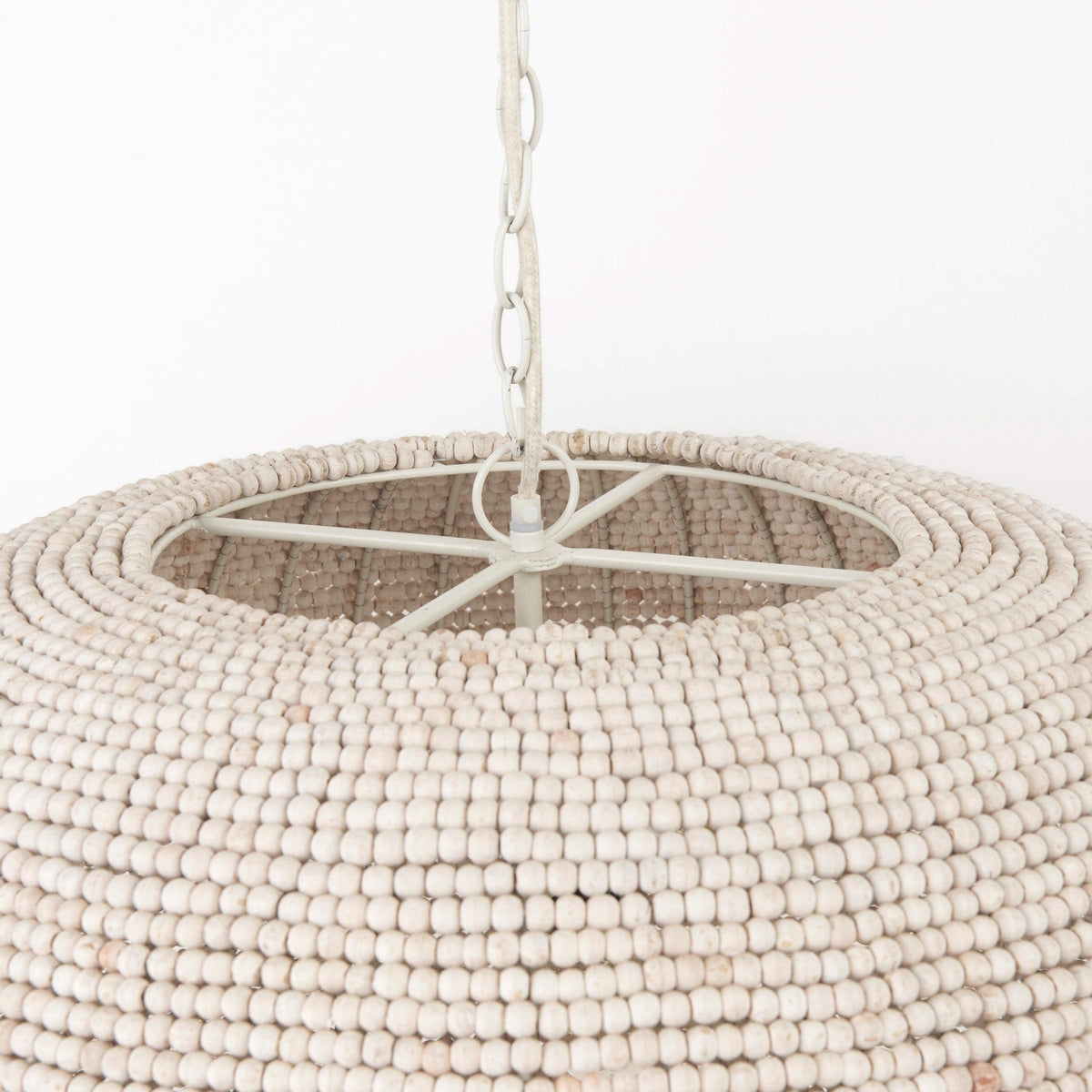 Theta 30.0 L x 30.0 W x 15.0 H White - Washed Beaded Chandelier - Dekor Butik